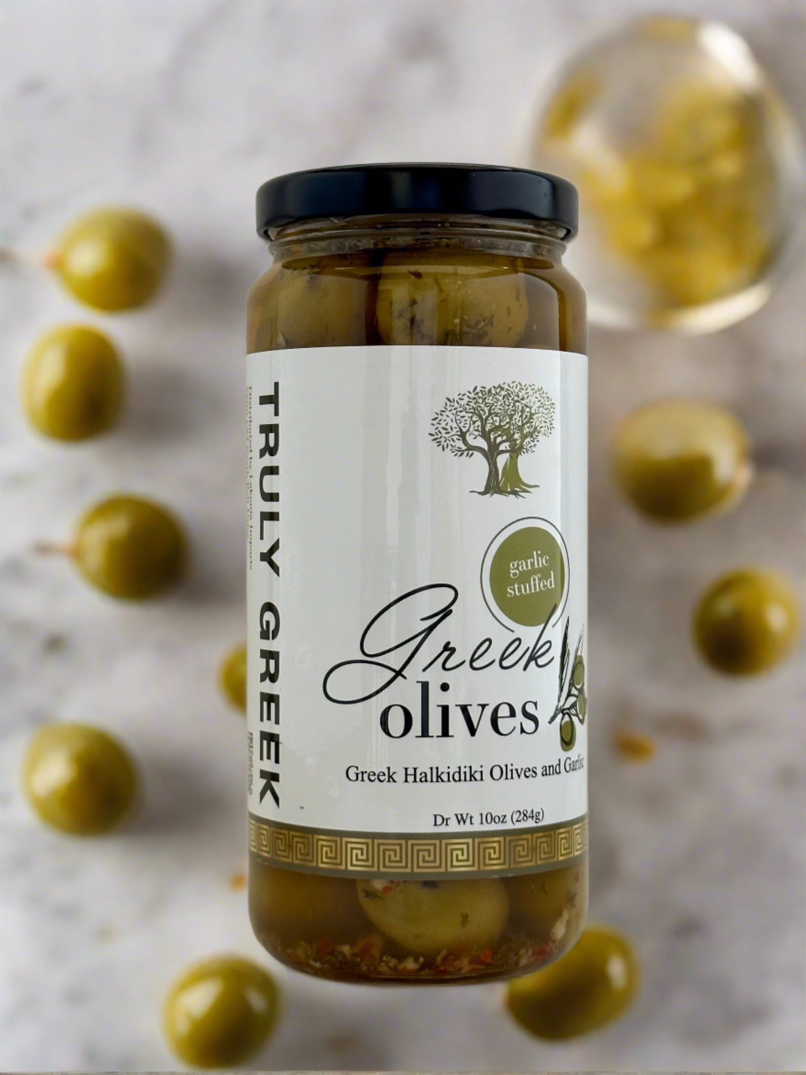 Garlic Stuffed Greek Olives Lakonia imports