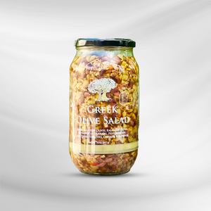 Authentic Greek Olive Salad 32oz – Made with Halkidhiki & Kalamata Olives