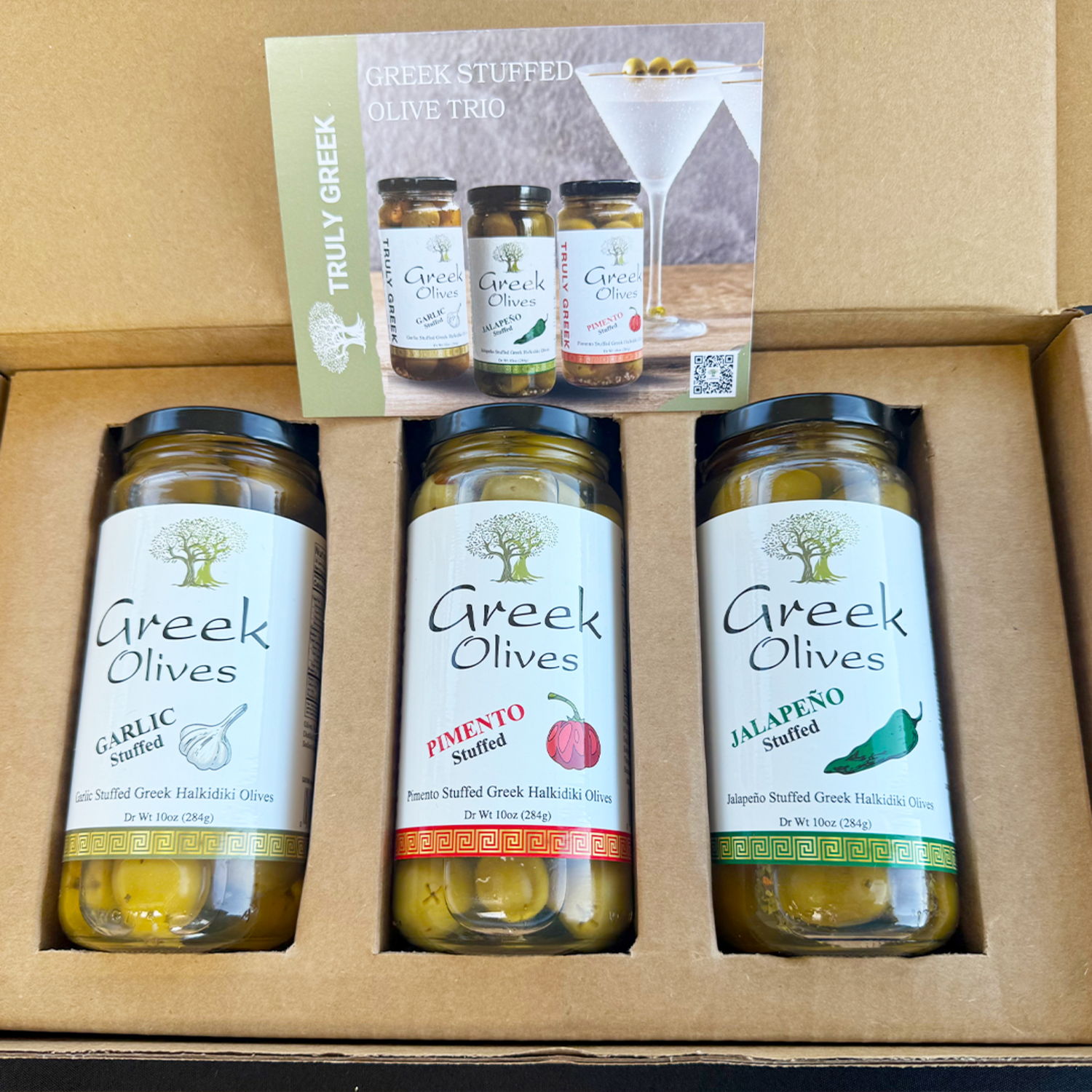 Halkidiki Olives Hand-Stuffed With Garlic, Jalapeno, And Pimento