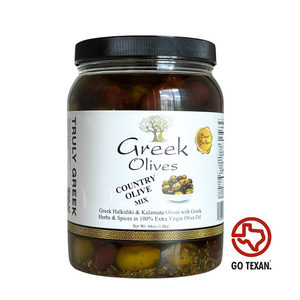 Greek Country Olive Mix – Halkidiki & Kalamata Olive Mix (1/2 Gallon)