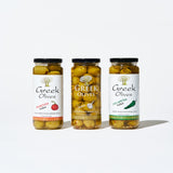 TRULY GREEK Stuffed Olive Trio Gift Box – Garlic, Jalapeno & Pimento