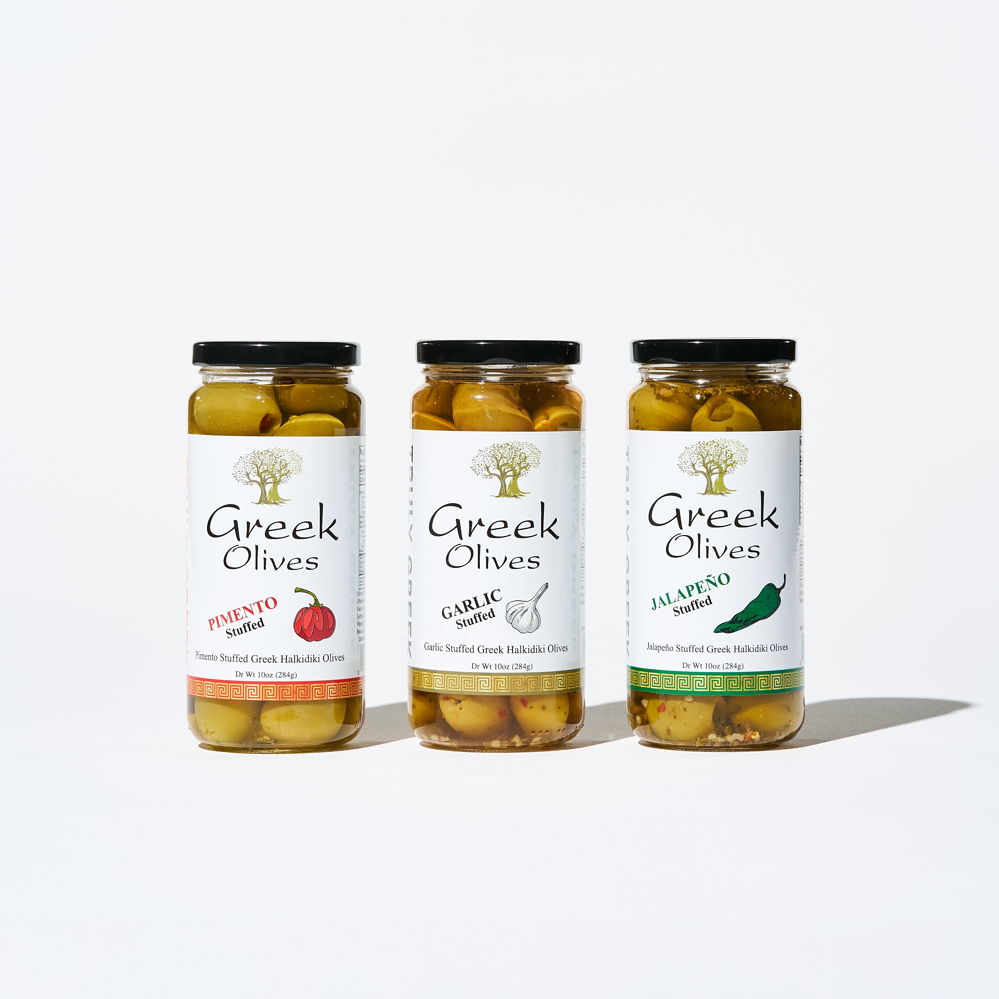 TRULY GREEK Stuffed Olive Trio Gift Box – Garlic, Jalapeno