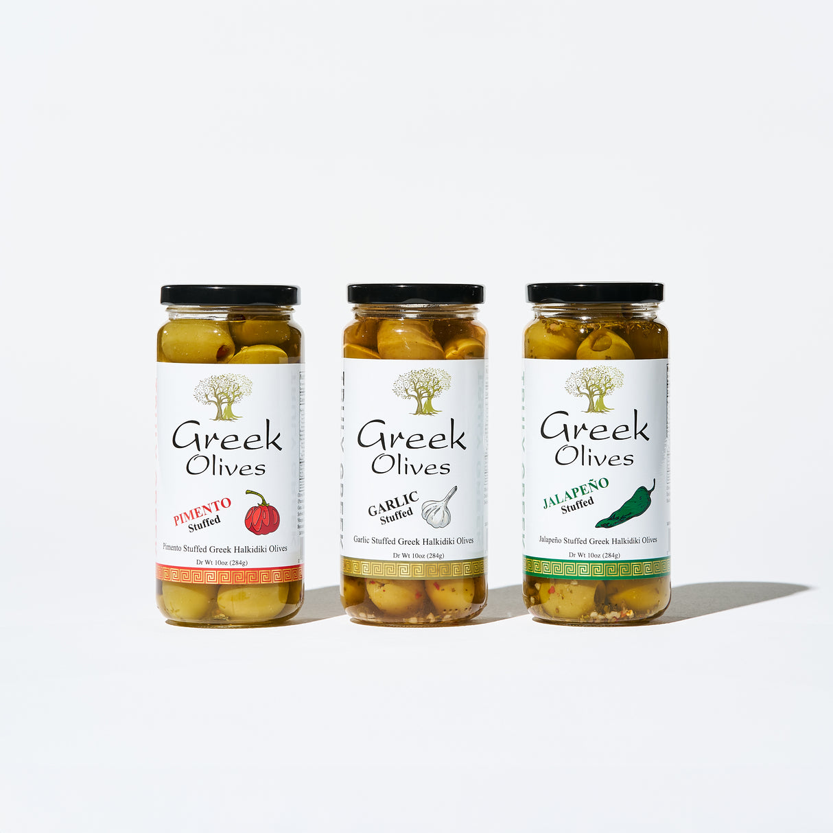 TRULY GREEK Stuffed Olive Trio Gift Box – Garlic, Jalapeno & Pimento